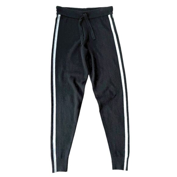 THREADS OF PRVLG Side Striped Cashmere Jogging Pants in Black M - Picture 2 of 13